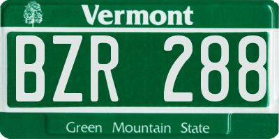 VT license plate BZR288