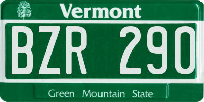 VT license plate BZR290