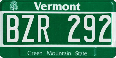 VT license plate BZR292