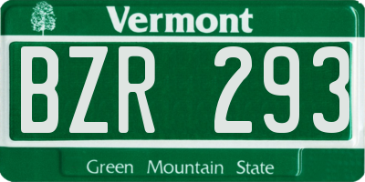 VT license plate BZR293