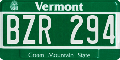 VT license plate BZR294
