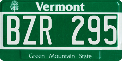 VT license plate BZR295