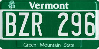VT license plate BZR296