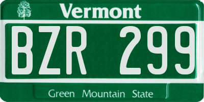 VT license plate BZR299