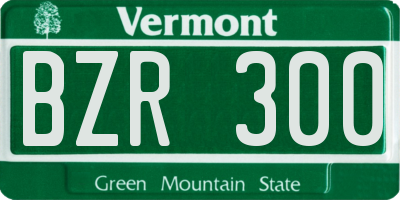 VT license plate BZR300