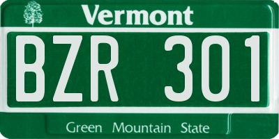 VT license plate BZR301