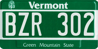 VT license plate BZR302