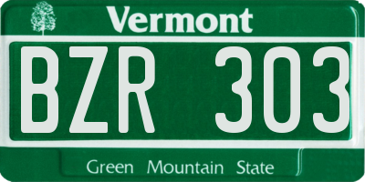 VT license plate BZR303