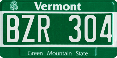 VT license plate BZR304