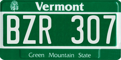 VT license plate BZR307