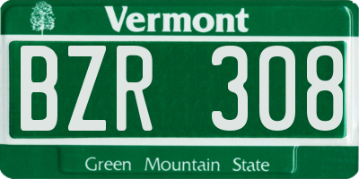 VT license plate BZR308