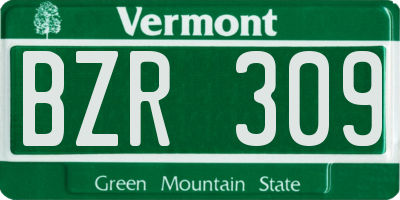 VT license plate BZR309