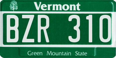 VT license plate BZR310