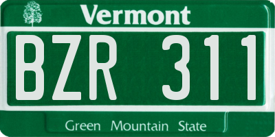 VT license plate BZR311