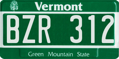VT license plate BZR312