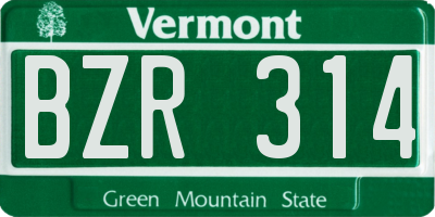 VT license plate BZR314
