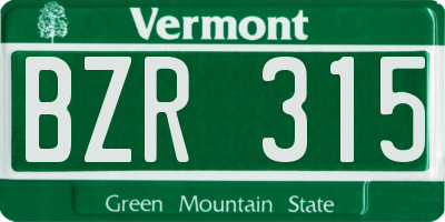 VT license plate BZR315