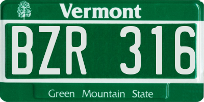 VT license plate BZR316