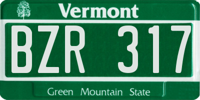 VT license plate BZR317