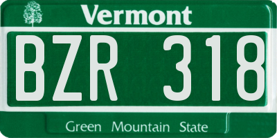 VT license plate BZR318