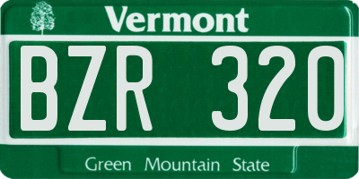 VT license plate BZR320