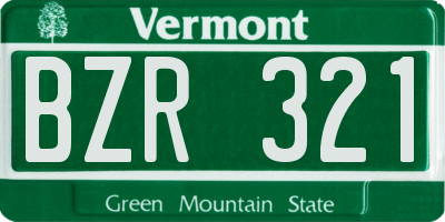 VT license plate BZR321
