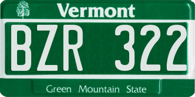 VT license plate BZR322
