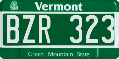 VT license plate BZR323