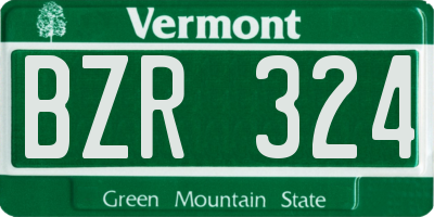 VT license plate BZR324