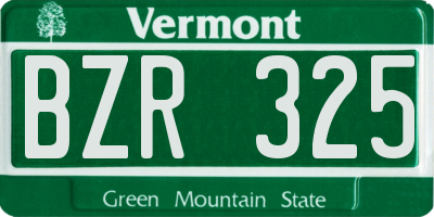 VT license plate BZR325
