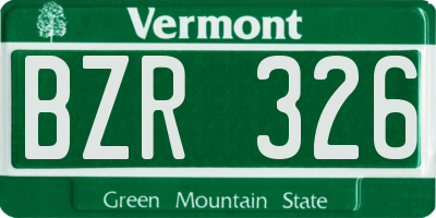 VT license plate BZR326