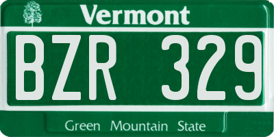 VT license plate BZR329