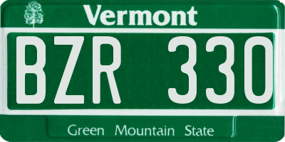 VT license plate BZR330