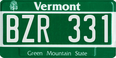 VT license plate BZR331
