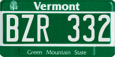 VT license plate BZR332