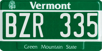 VT license plate BZR335