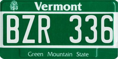 VT license plate BZR336