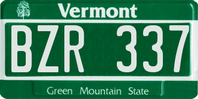 VT license plate BZR337