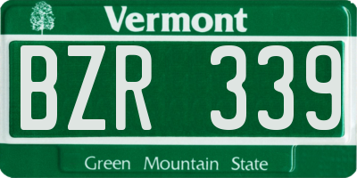 VT license plate BZR339