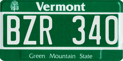 VT license plate BZR340