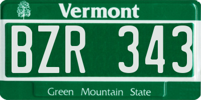 VT license plate BZR343