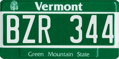 VT license plate BZR344