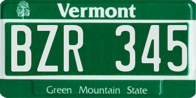 VT license plate BZR345