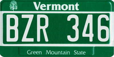 VT license plate BZR346