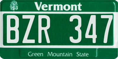 VT license plate BZR347