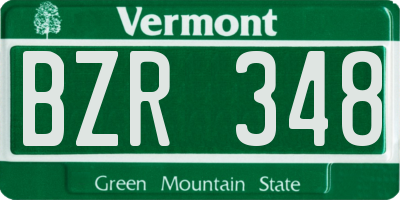 VT license plate BZR348