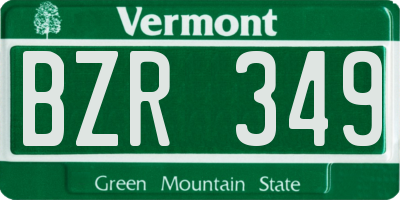 VT license plate BZR349