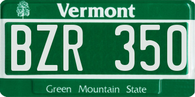 VT license plate BZR350