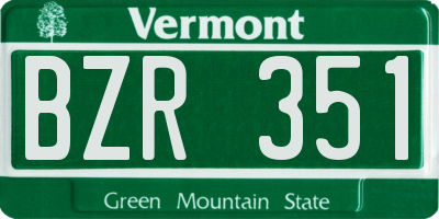 VT license plate BZR351