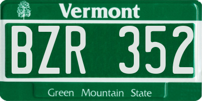 VT license plate BZR352